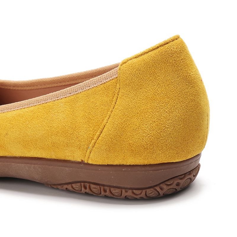 Dames Suède Bloem Slip Op Comfort Casual Flats