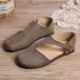 Dames Suède Gesp Pure Color Flats