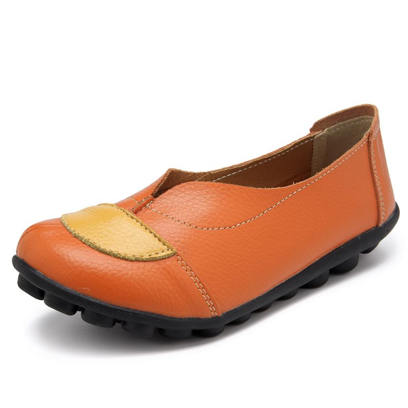 Dames V-vormige Stiksels Lederen Casual Platte Loafers Schoenen