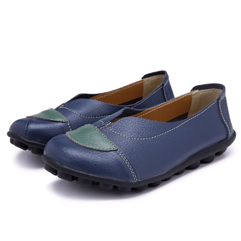 Dames V-vormige Stiksels Lederen Casual Platte Loafers Schoenen