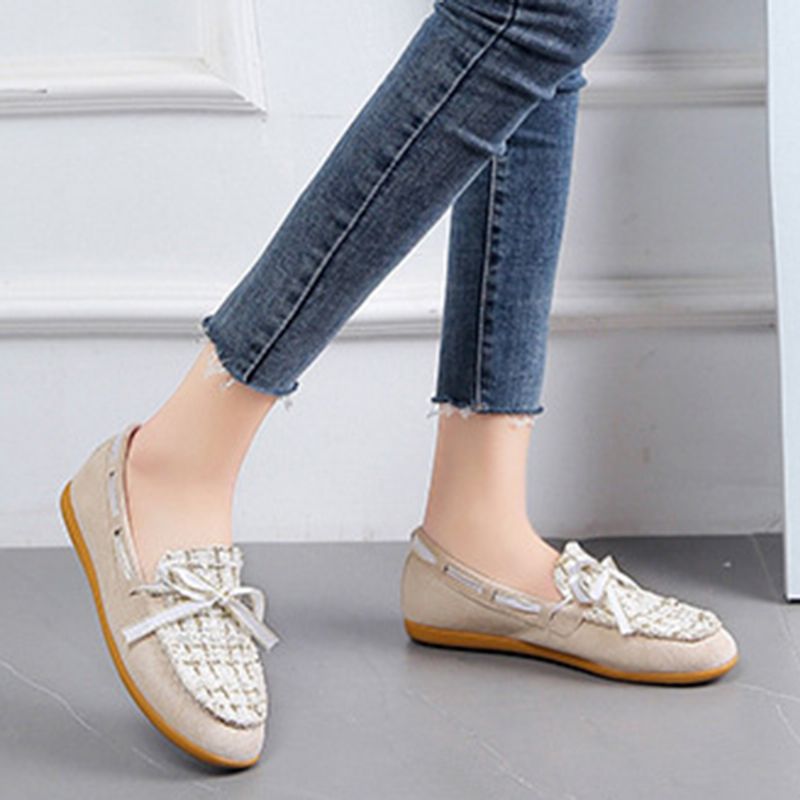 Dames Vlinderknoop Decor Kleine Geur Wind Ademend Casual Slip-on Loafers