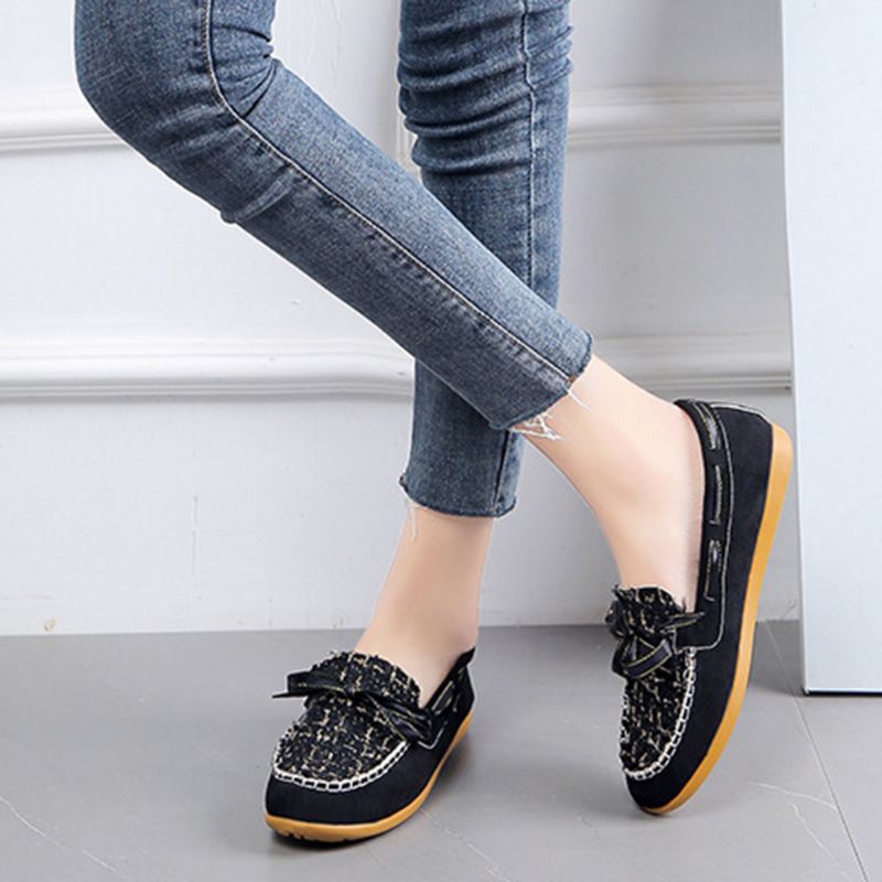 Dames Vlinderknoop Decor Kleine Geur Wind Ademend Casual Slip-on Loafers