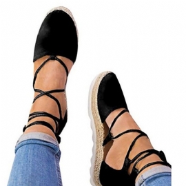 Espadrilles Met Bandjes Voor Dames Grote Maten Casual Effen Zomersandalen In Effen Kleur