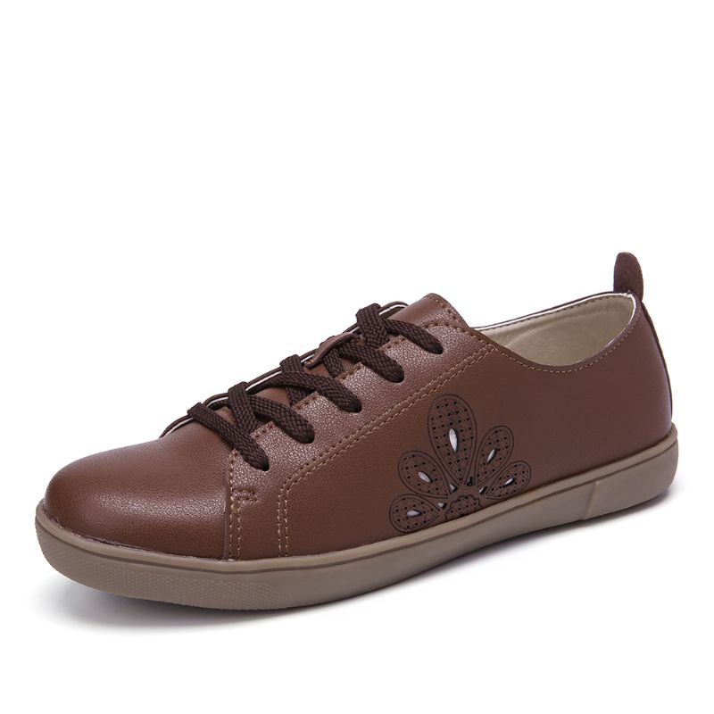 Gesloten Teen Hollow Out Lace Up Casual Platte Schoenen