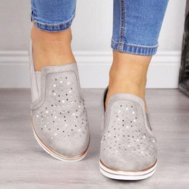 Grote Maten Dames Casual Spitse Teen Holle Slip Op Wiggen Loafers