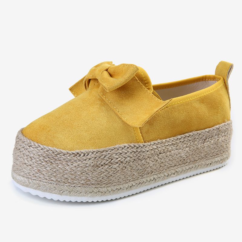 Grote Maten Dames Casual Vlinderknoop Stro Platform Loafers