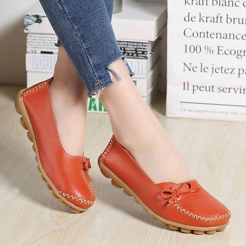 Grotere Maat Dames Casual Schoenen Lederen Platte Loafers