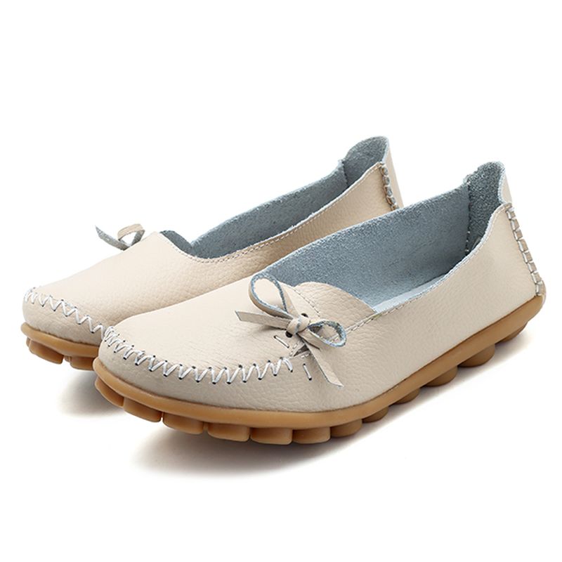 Grotere Maat Dames Casual Schoenen Lederen Platte Loafers