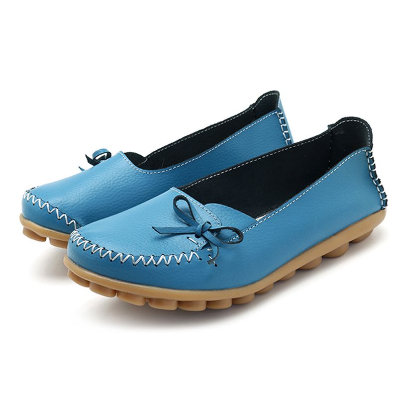 Grotere Maat Dames Casual Schoenen Lederen Platte Loafers