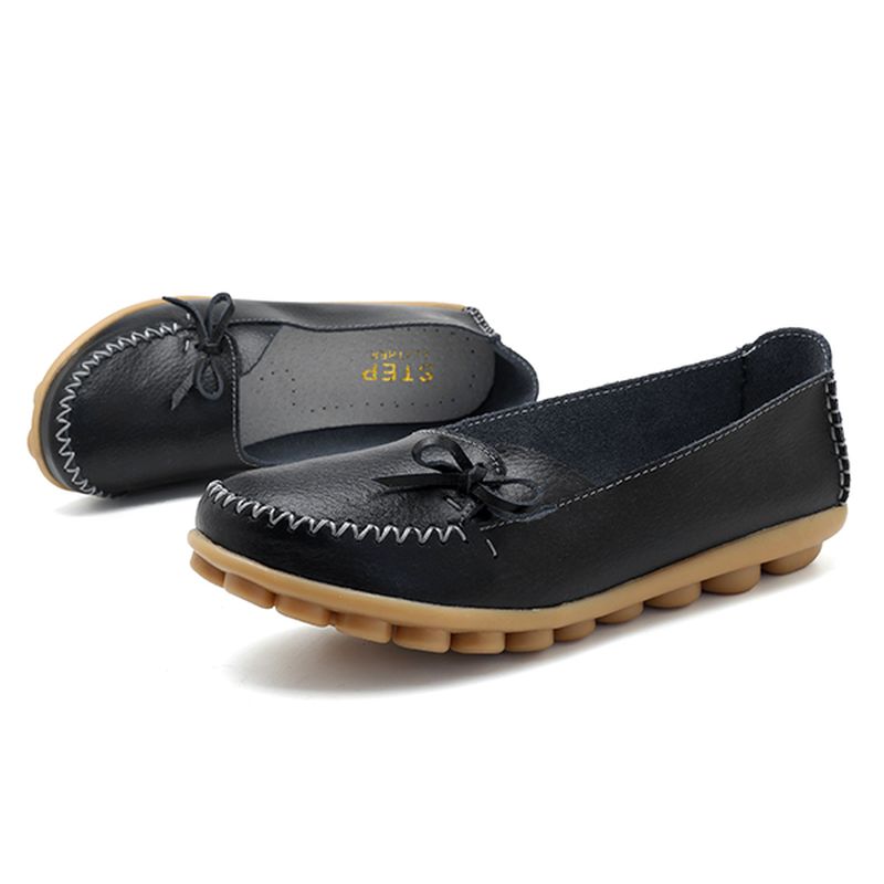 Grotere Maat Dames Casual Schoenen Lederen Platte Loafers