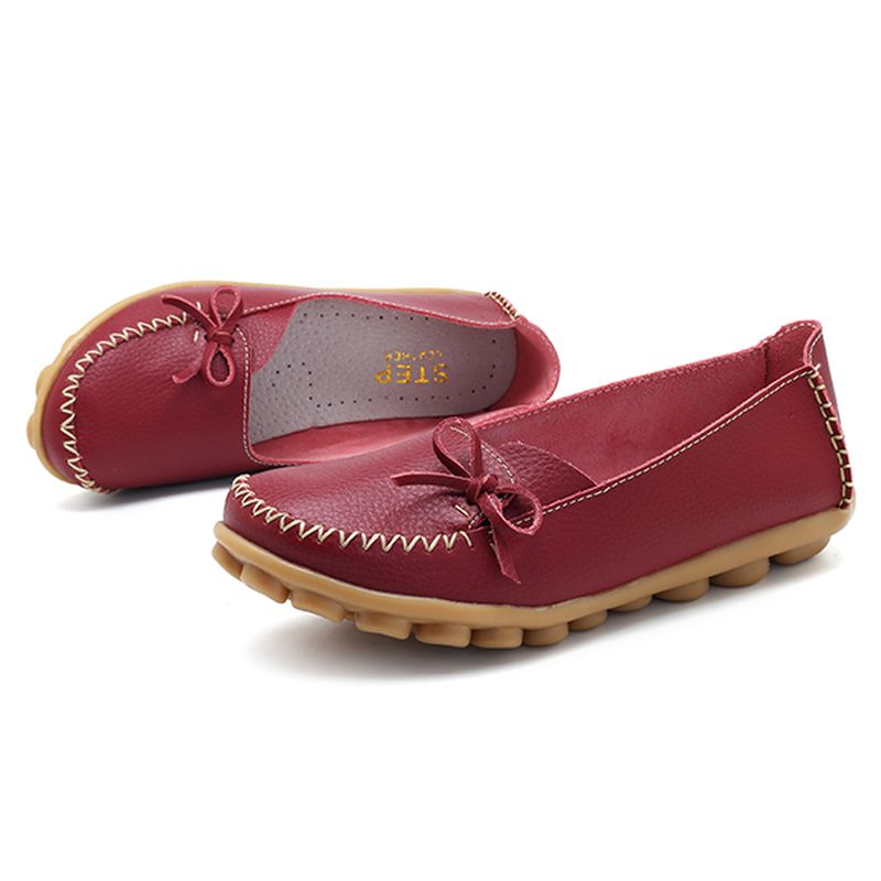 Grotere Maat Dames Casual Schoenen Lederen Platte Loafers