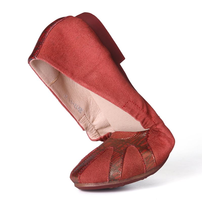Retro Zacht Canvas Splicing Opvouwbare Slip-on Ballet Platte Schoenen