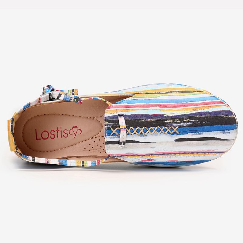 Veelkleurige Zachte Casual Loafers Met Veters