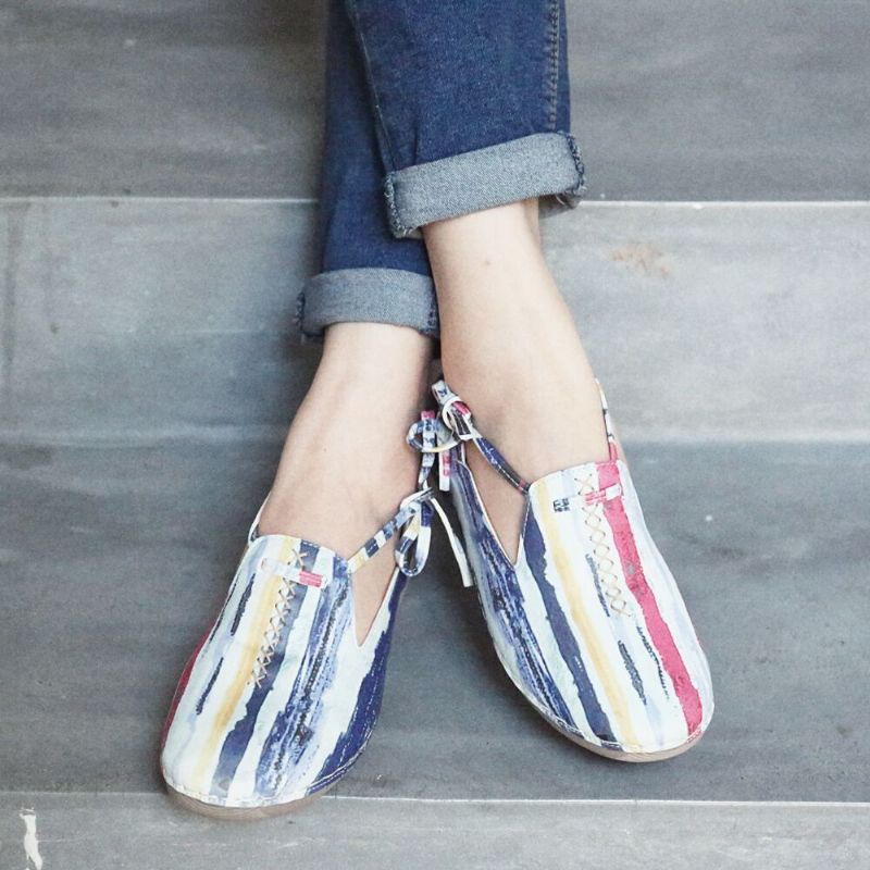 Veelkleurige Zachte Casual Loafers Met Veters