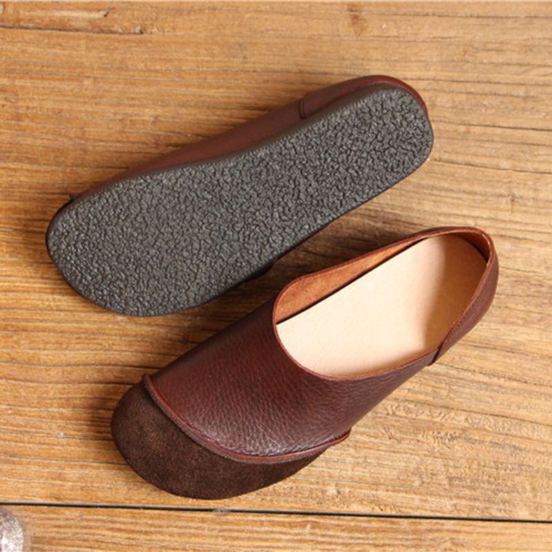 Zachte Leren Slip-on Patroon Match Casual Platte Schoenen