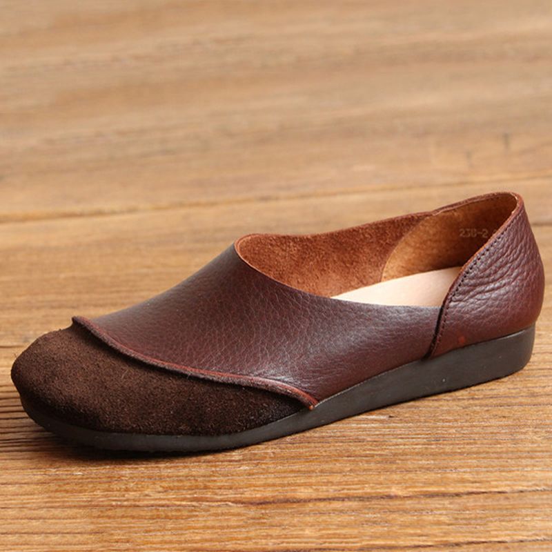 Zachte Leren Slip-on Patroon Match Casual Platte Schoenen