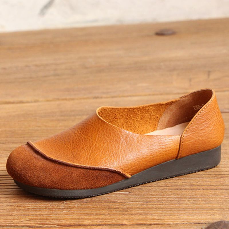 Zachte Leren Slip-on Patroon Match Casual Platte Schoenen