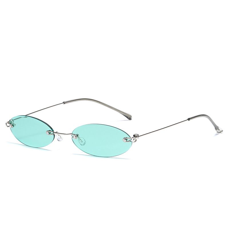 Longkeeper Ovale Randloze Zonnebril Vrouwen Merk Tiny Retro Paars Zwart Zonnebril Mannen Kleine Eyewear Oculos Feminino