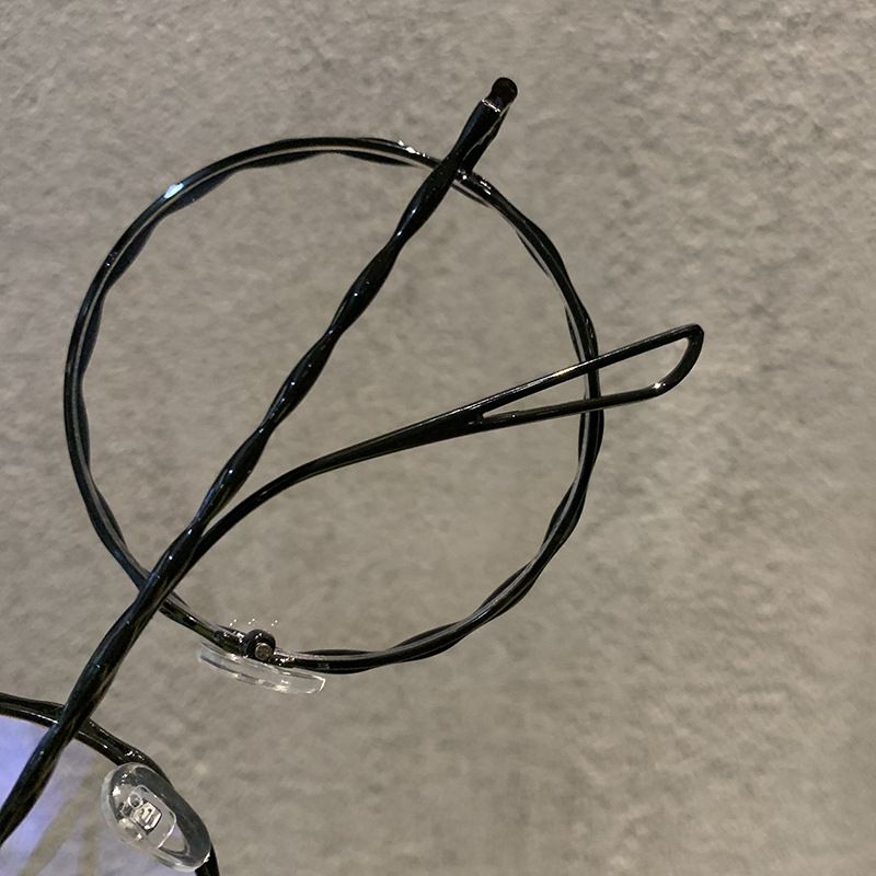 Rond Metalen Frame Met Anti-blauw Licht Groot Gezicht Effen Gezichtsspiegel