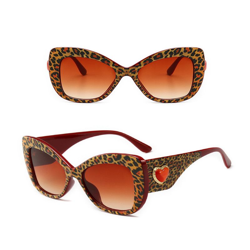 Trendy Zonnebril Met Groot Montuur Met Luipaardprint Gepersonaliseerde Cat-eye Love-zonnebril