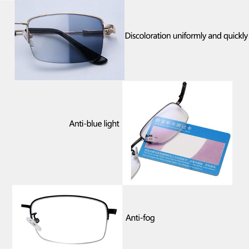 Unisex Opvouwbaar Half Frame Anti-blauw Licht Dual-gebruik Intelligente Zoom Multi-focus Kleur Veranderende Leesbril Verziend Bril