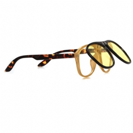 Uv400 Unisex Retro Persoonlijkheid Metalen Frame Flip Zonnebril