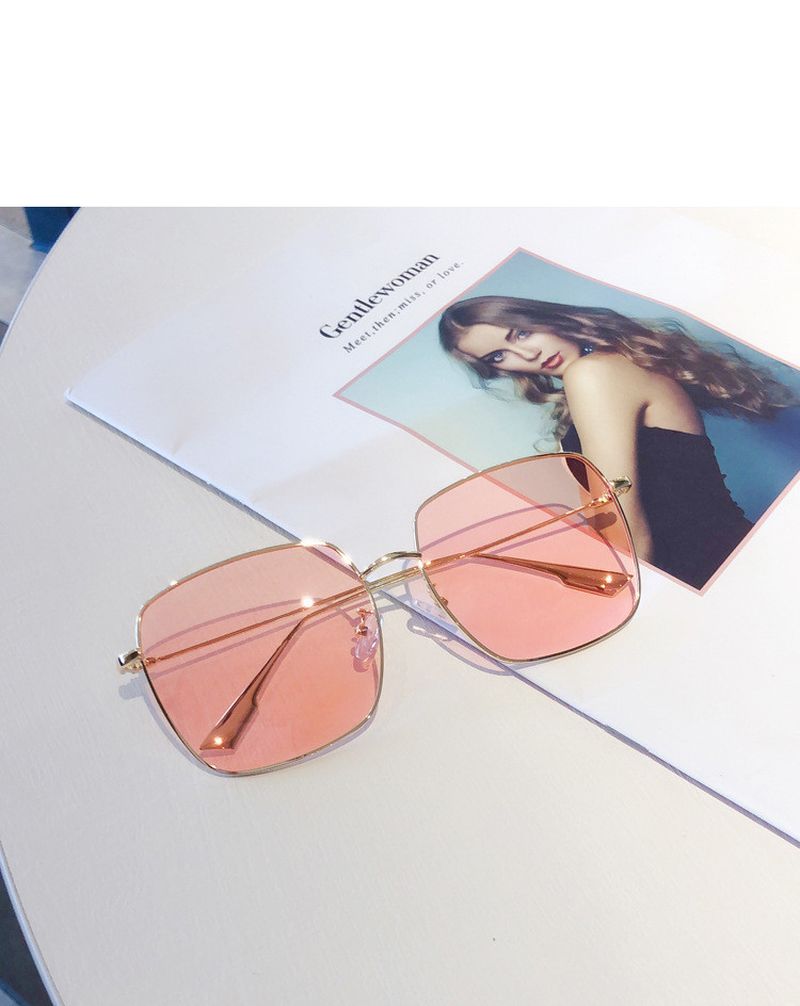 Vierkante Zonnebril Bril Transparant Roze Bril