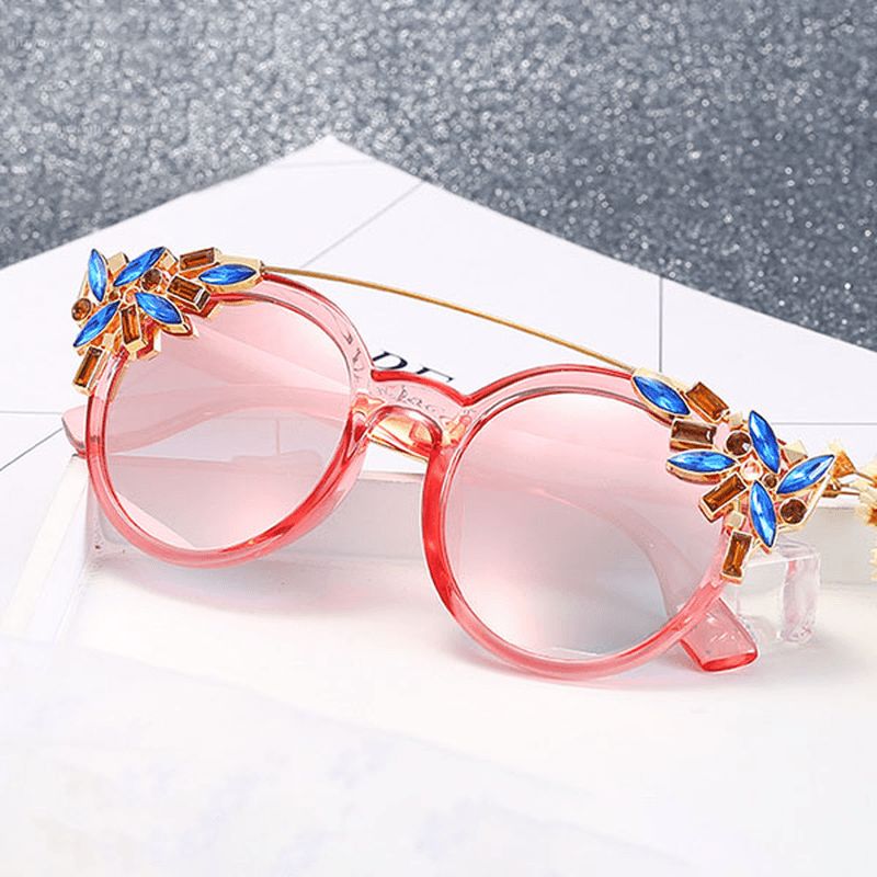 Vrouwen Kat Eye Crystal Frame Anti-uv Zonnebril Vintage Outdoors Eye Wear