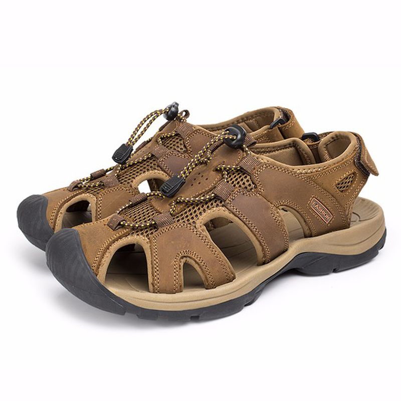 Amerikaanse Maat 6.5-10.5 Heren Zomer Strand Sandalen Magic Stick Aanpassing Lederen Schoenen