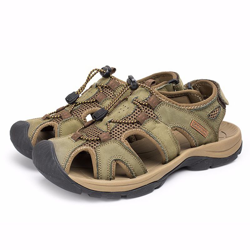 Amerikaanse Maat 6.5-10.5 Heren Zomer Strand Sandalen Magic Stick Aanpassing Lederen Schoenen