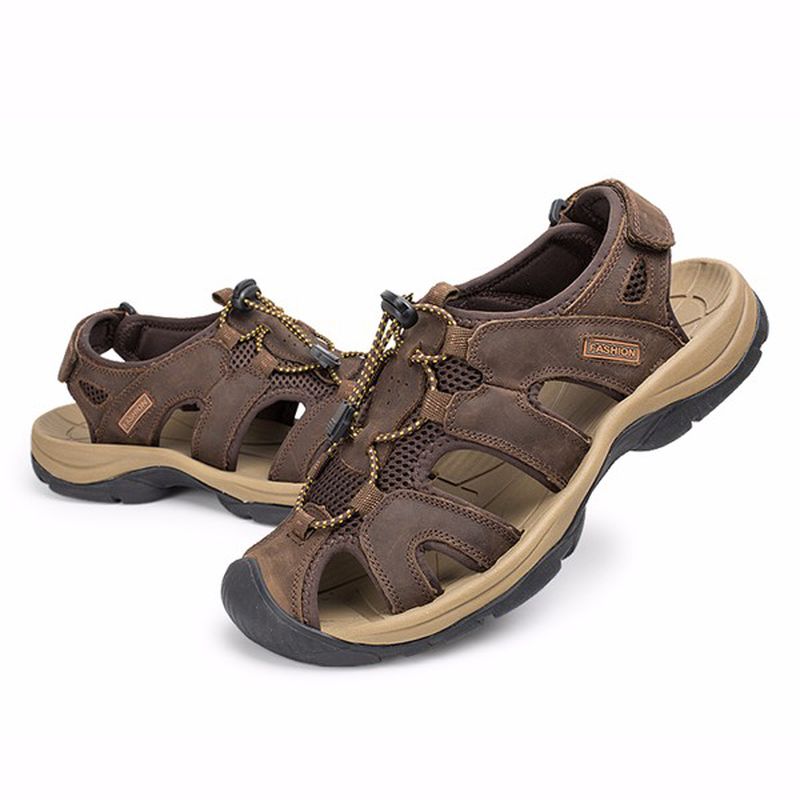 Amerikaanse Maat 6.5-10.5 Heren Zomer Strand Sandalen Magic Stick Aanpassing Lederen Schoenen