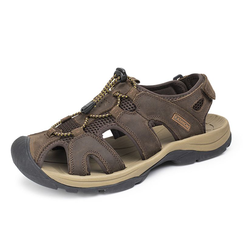 Amerikaanse Maat 6.5-10.5 Heren Zomer Strand Sandalen Magic Stick Aanpassing Lederen Schoenen