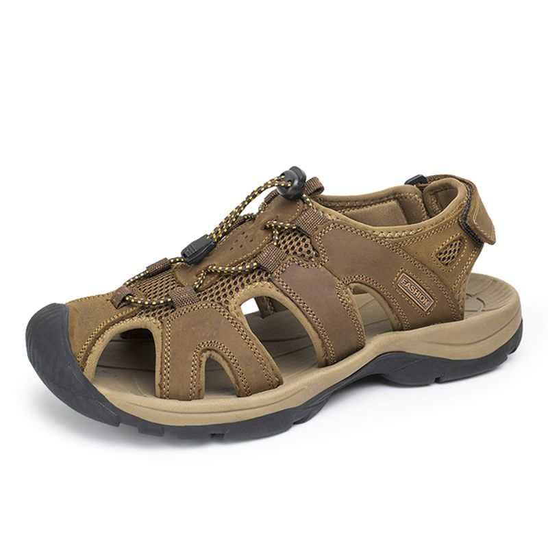 Amerikaanse Maat 6.5-10.5 Heren Zomer Strand Sandalen Magic Stick Aanpassing Lederen Schoenen