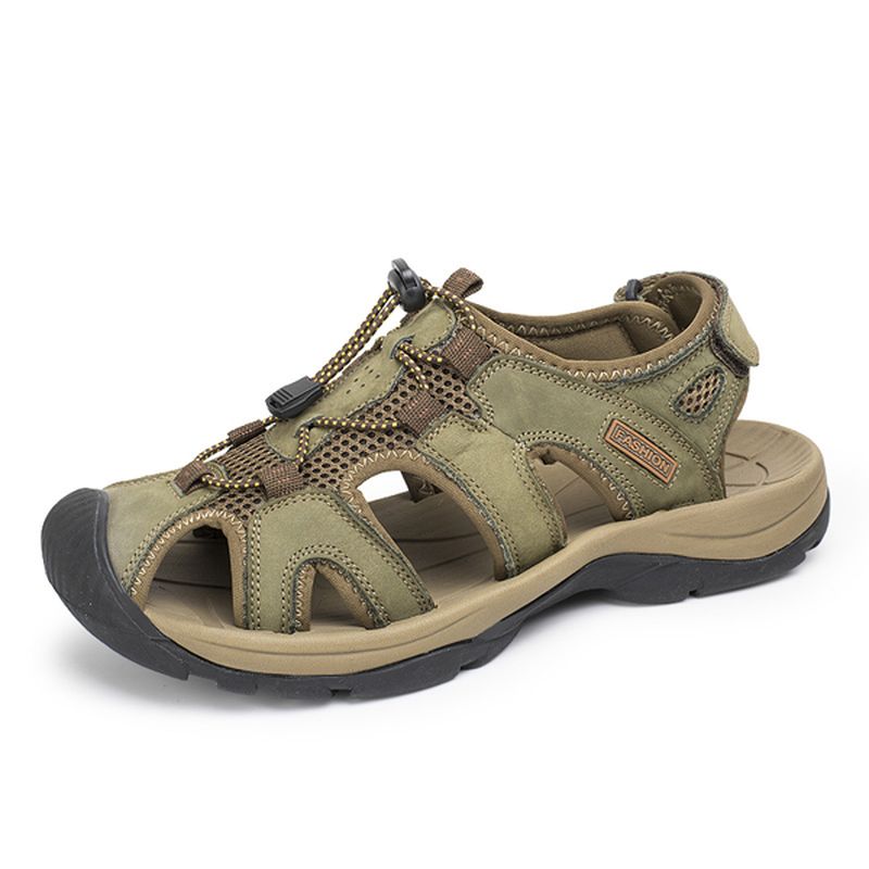 Amerikaanse Maat 6.5-10.5 Heren Zomer Strand Sandalen Magic Stick Aanpassing Lederen Schoenen