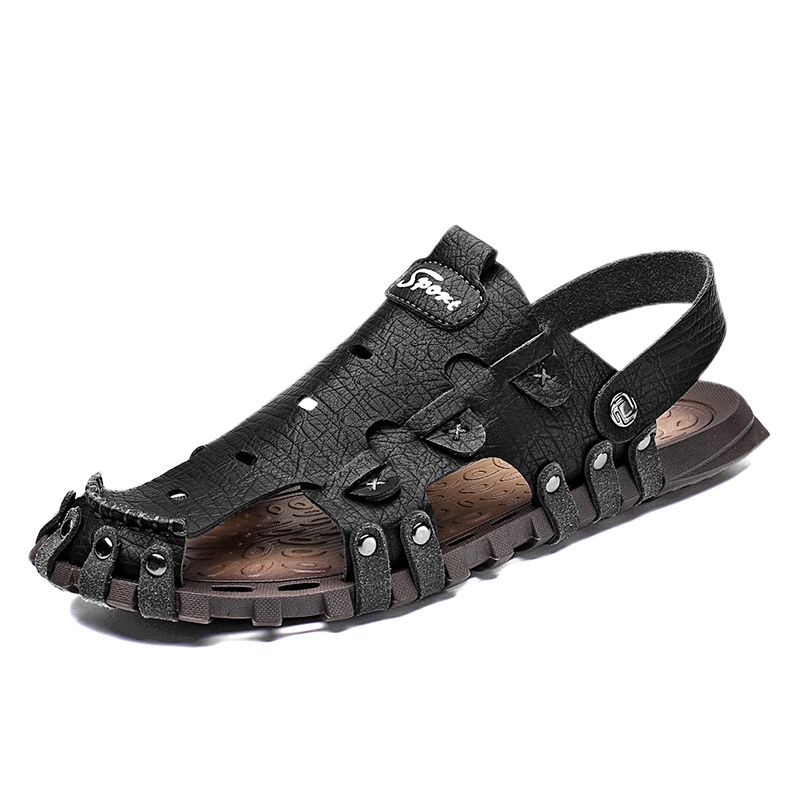 Heren Pu-sandalen In Twee Richtingen Ademend Casual Vintage Slippers Met Gesloten Neus