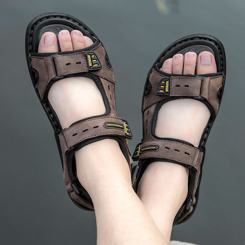 Heren Rundleder Ademend Antislip Geopend Strand Casual Outdoor Sandalen