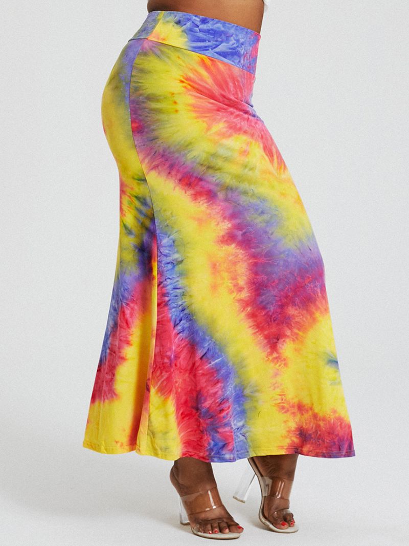 Tie Dye Print Hoge Taille Billen Bodycon Lange Rok