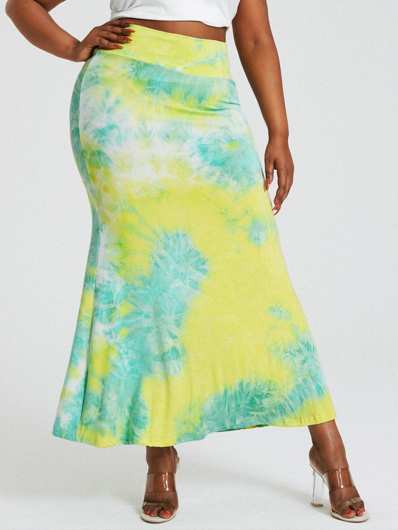 Tie Dye Print Hoge Taille Billen Bodycon Lange Rok