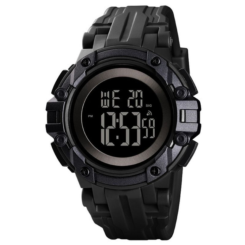 Alarm Chronograaf Lichtgevende 5atm Militaire Stijl Sport Mannen Kijken Digitaal Horloge