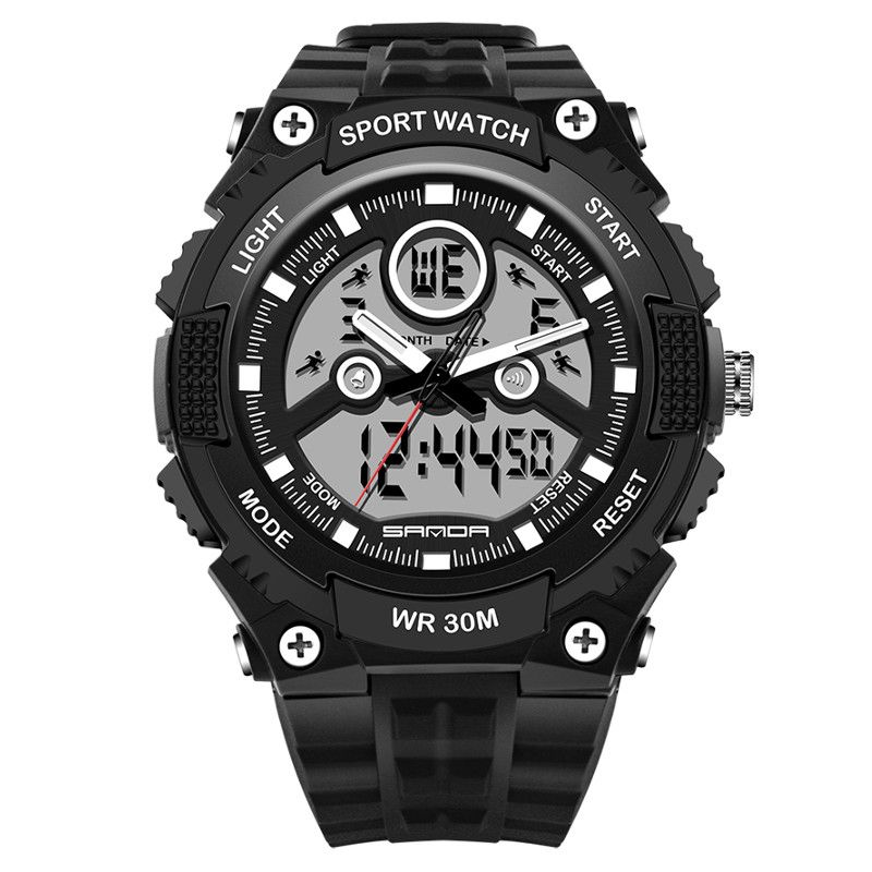 Dual Display 30m Waterdicht Outdoor Sport Militaire Mode Led Digitaal Horloge