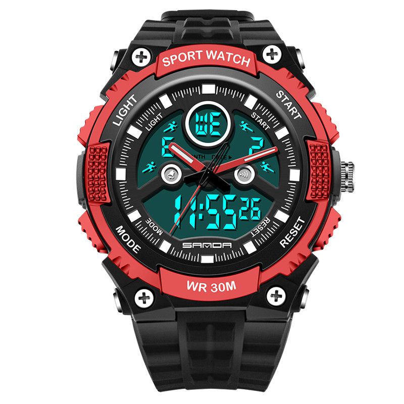 Dual Display 30m Waterdicht Outdoor Sport Militaire Mode Led Digitaal Horloge