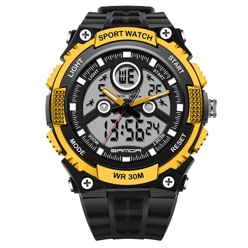 Dual Display 30m Waterdicht Outdoor Sport Militaire Mode Led Digitaal Horloge