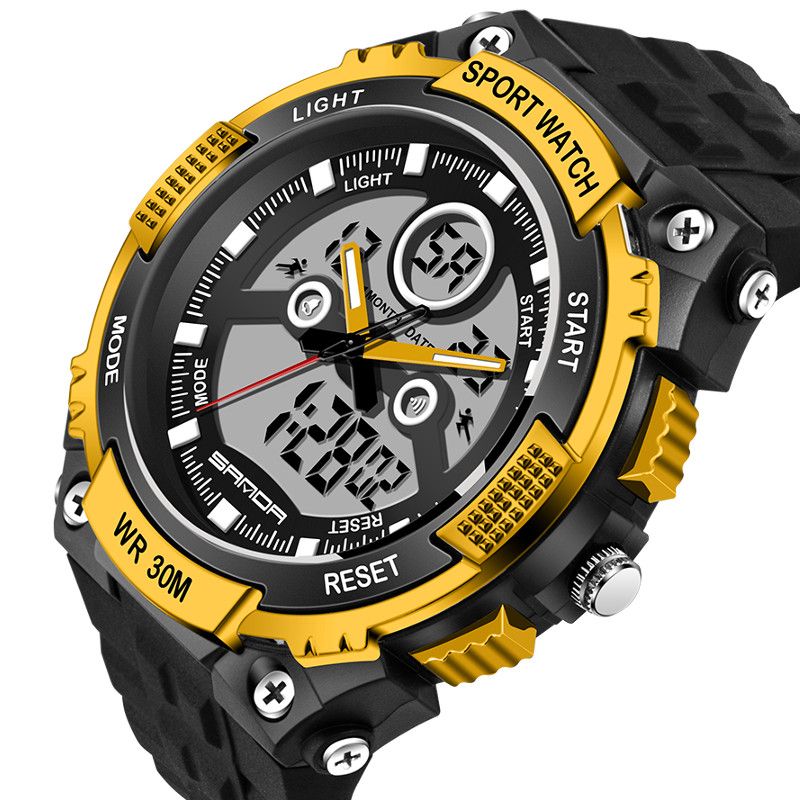 Dual Display 30m Waterdicht Outdoor Sport Militaire Mode Led Digitaal Horloge