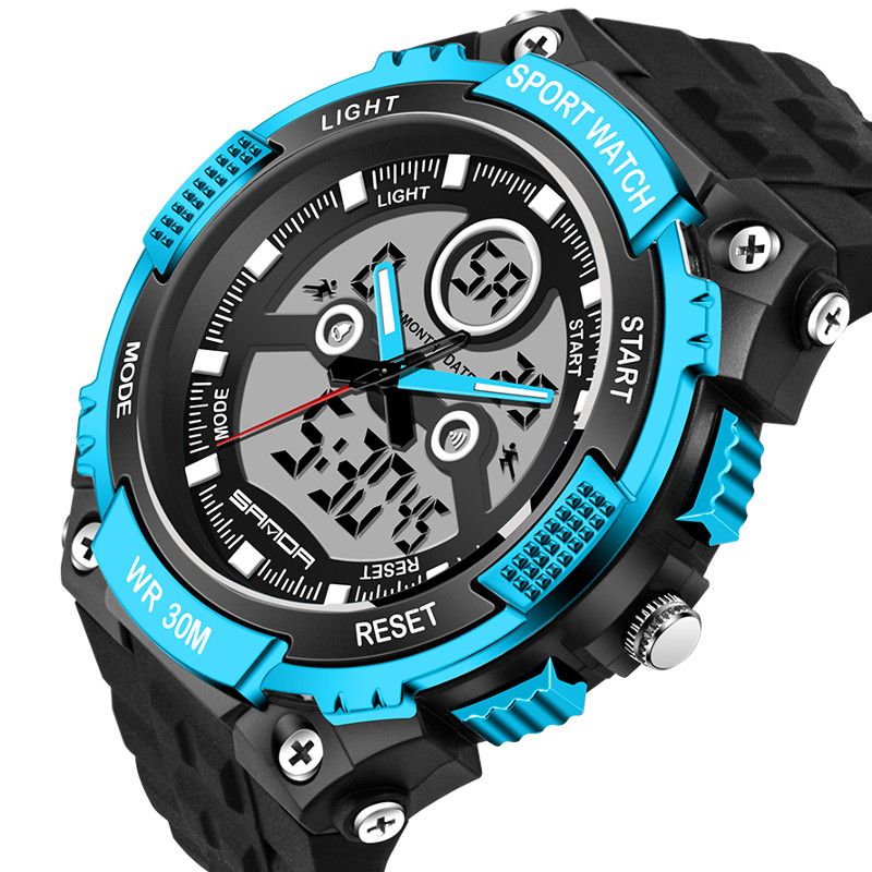 Dual Display 30m Waterdicht Outdoor Sport Militaire Mode Led Digitaal Horloge