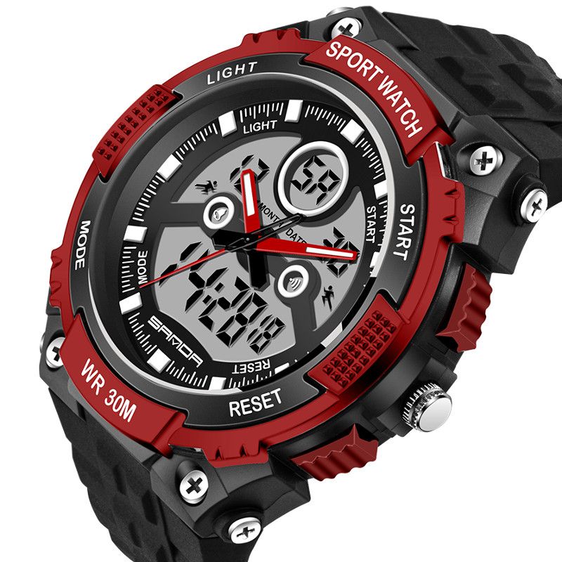 Dual Display 30m Waterdicht Outdoor Sport Militaire Mode Led Digitaal Horloge