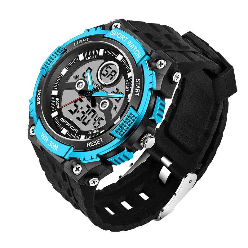 Dual Display 30m Waterdicht Outdoor Sport Militaire Mode Led Digitaal Horloge