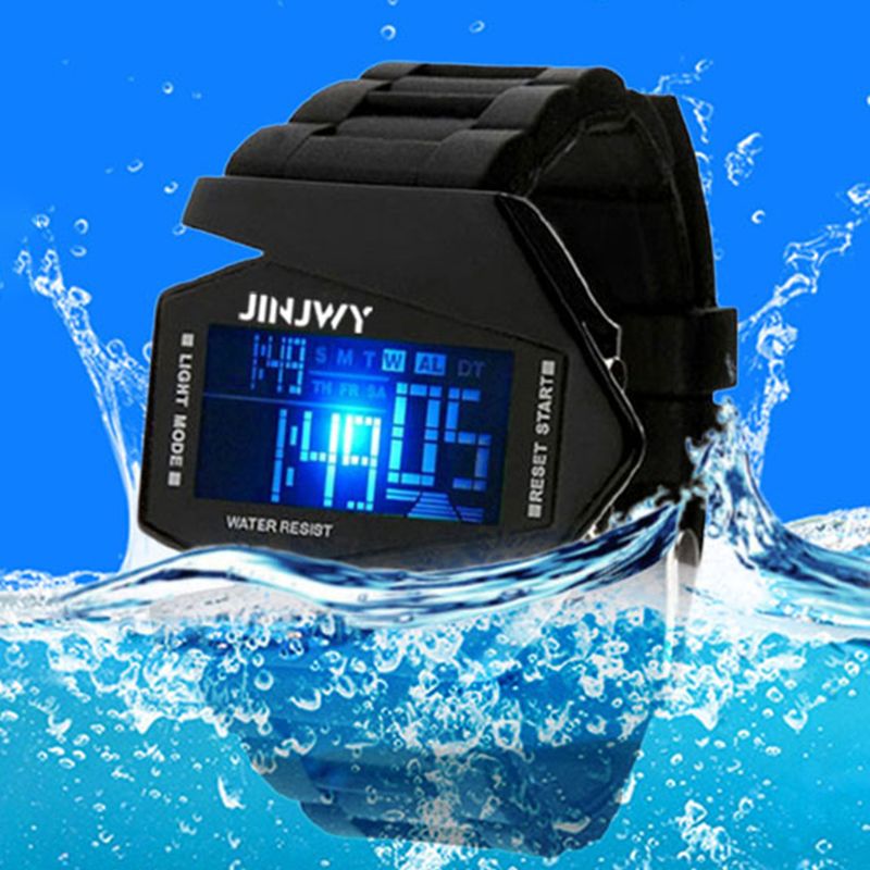 Mode Multifunctionele Led-display Mannen Kijken 5atm Waterdichte Stopwatch Lichtgevende Elektronische Digitale Horloge