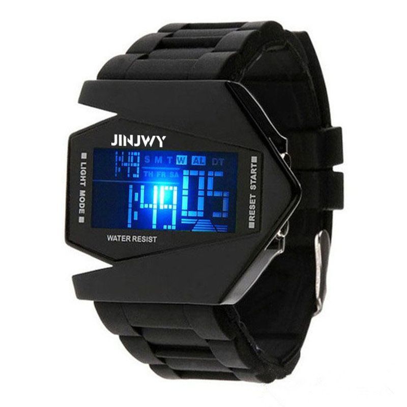 Mode Multifunctionele Led-display Mannen Kijken 5atm Waterdichte Stopwatch Lichtgevende Elektronische Digitale Horloge