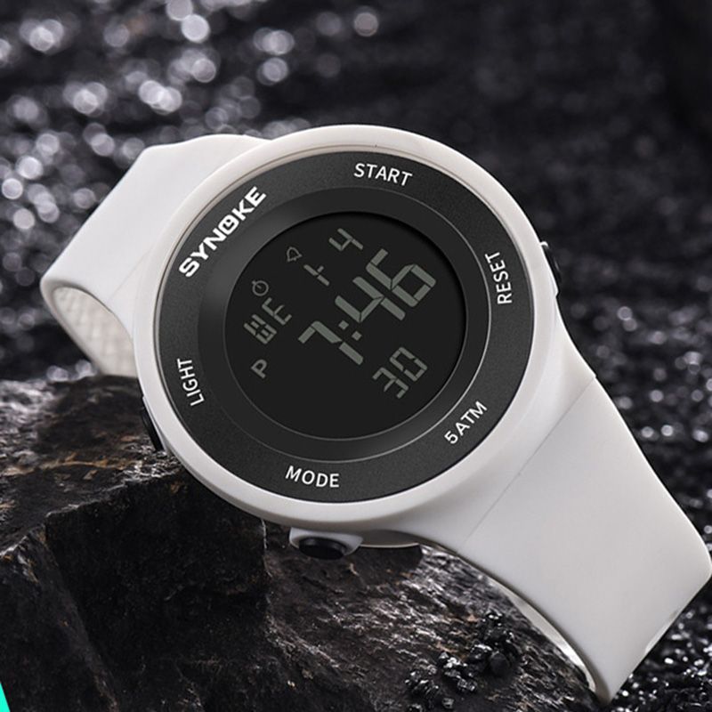 Mode Studentenhorloge 5atm Waterdicht Lichtgevend Display Multifunctioneel Sport Digitaal Horloge