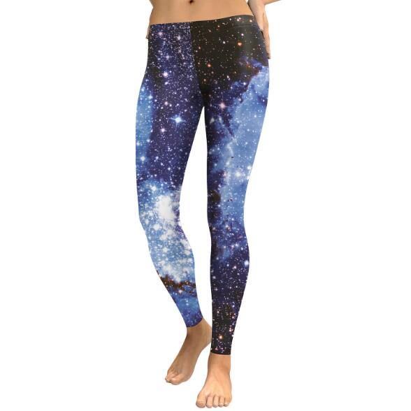 3d Digitale Zwart Blauwe Galaxy Legging